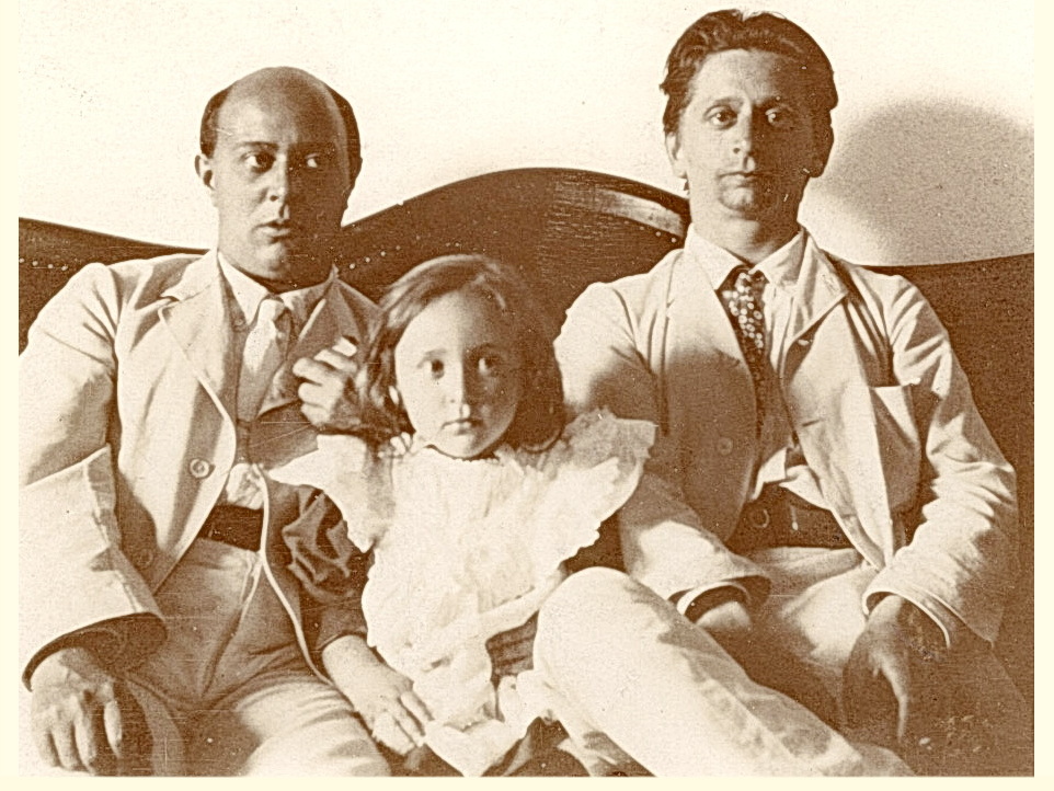 Arnold Schönberg, Alexander Zemlinsky and Gertrude Schönberg Greissle at Tegernsee, Arnold Schönberg Center, CC BY-SA 3.0 AT
